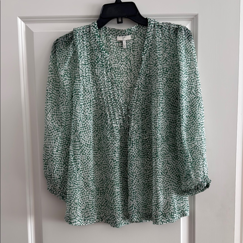 Joie Size S, Women's Green Patterned Blouse